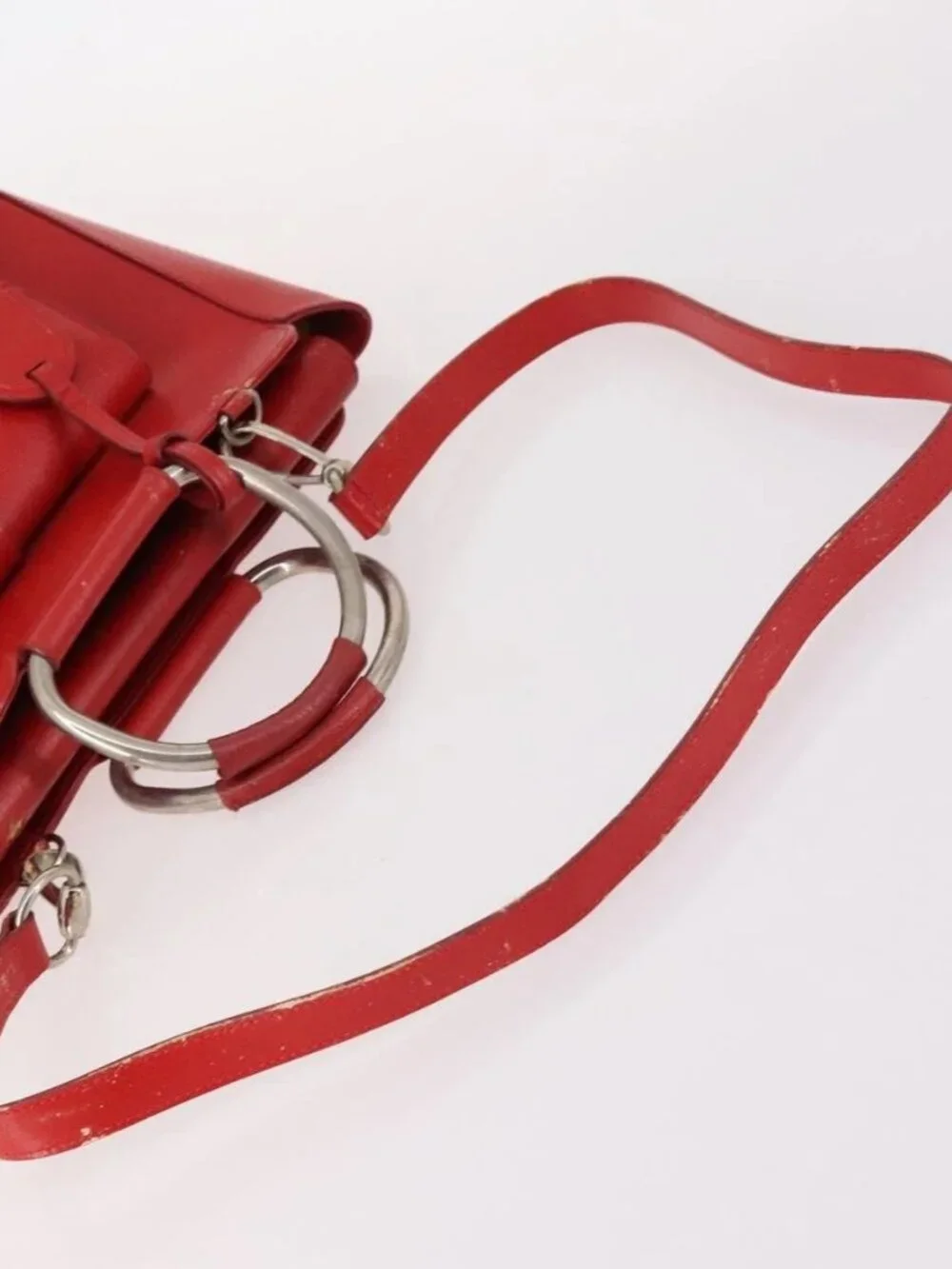 GUCCI Hand Bag Leather 2way Red 000 2058 0307 5 Auth
